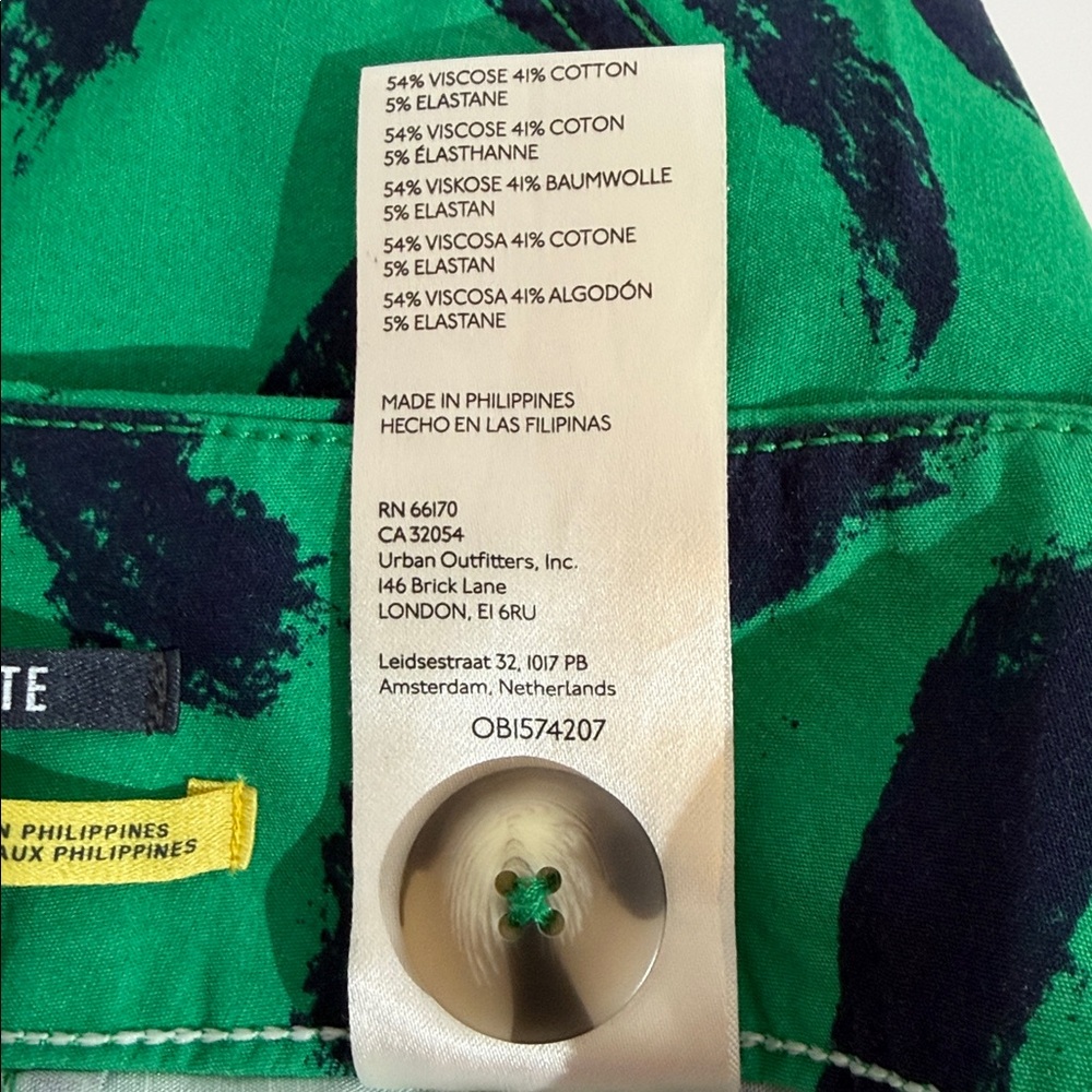 Anthropologie Maeve Colette Pants Size 26 Green And Navy Print EUC - Picture 12 of 12